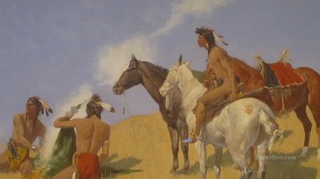 アメリカインディアン Painting - 発煙信号 1905年 フレデリック・レミントン アメリカ・インディアン